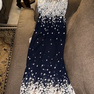 Strapless maxi dress.